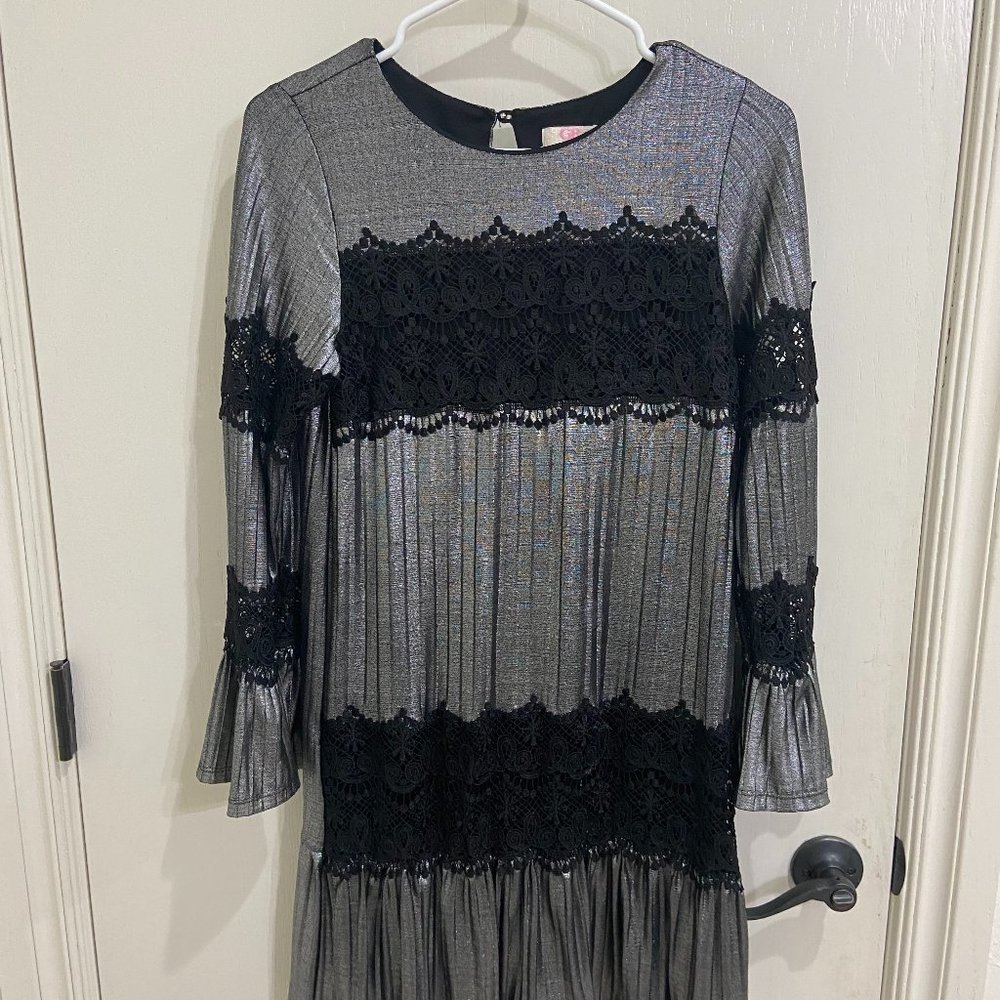 GB girls silver & black dress
